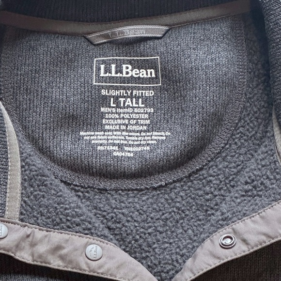 L.L. Bean Sweater Fleece Pullover Jacket Charcoal Gray Heather Men’s LT 502793 - Picture 3 of 3